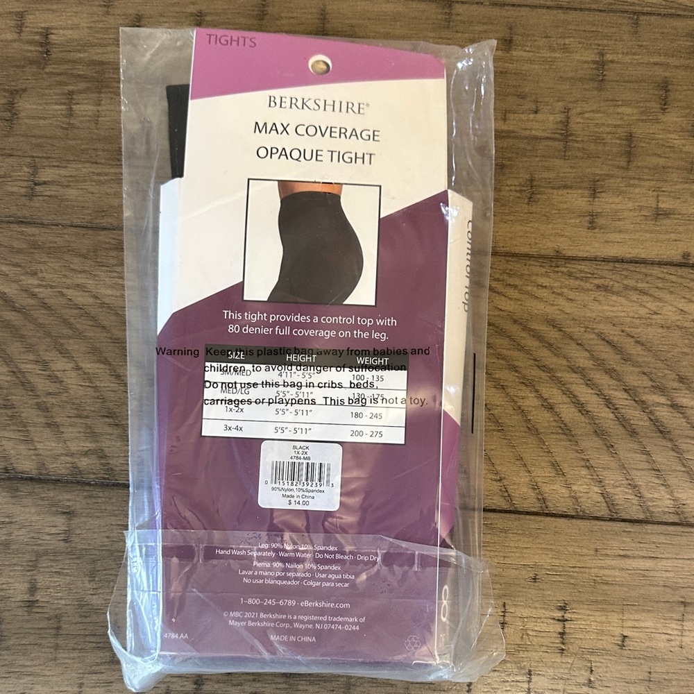 Berkshire Black Opaque Tights Underwear & Socks